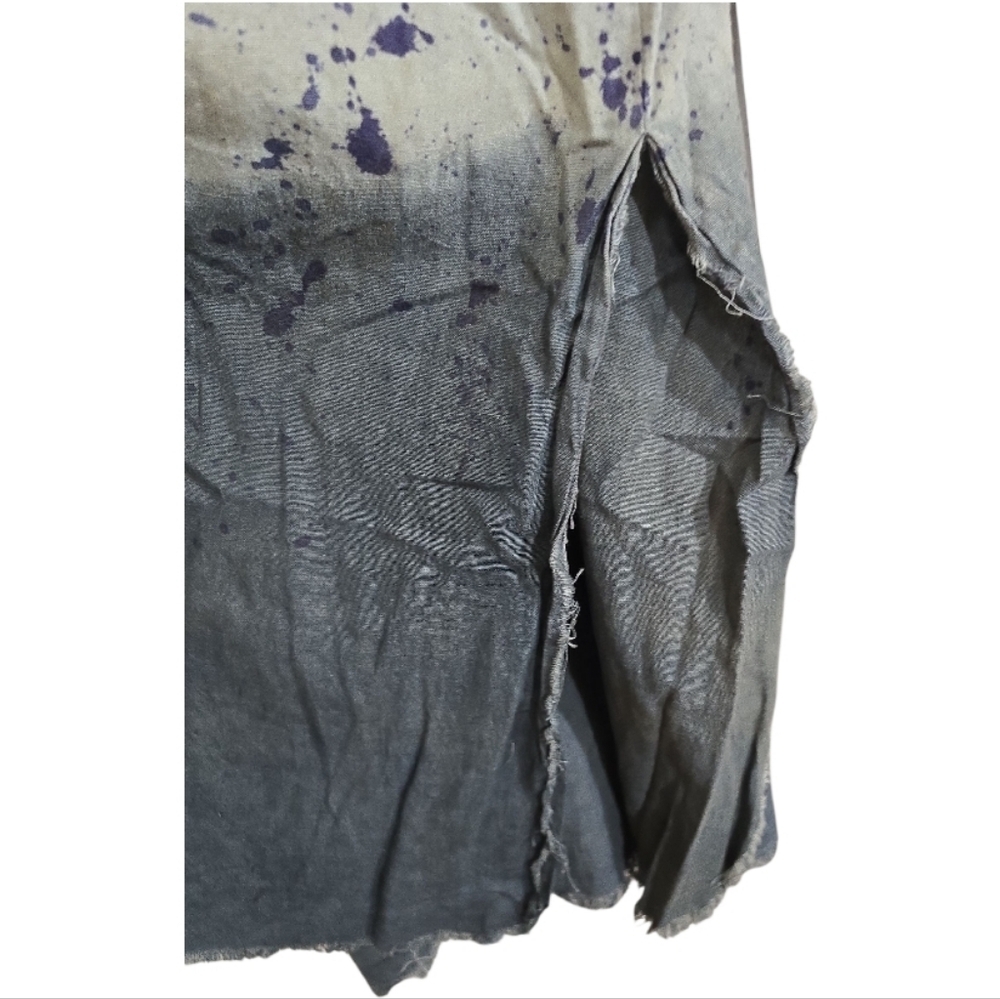 A Rare Bird Flyaway Duster Kimono One Size Gray Black Spatter Ombre Aztec Back - Picture 5 of 8